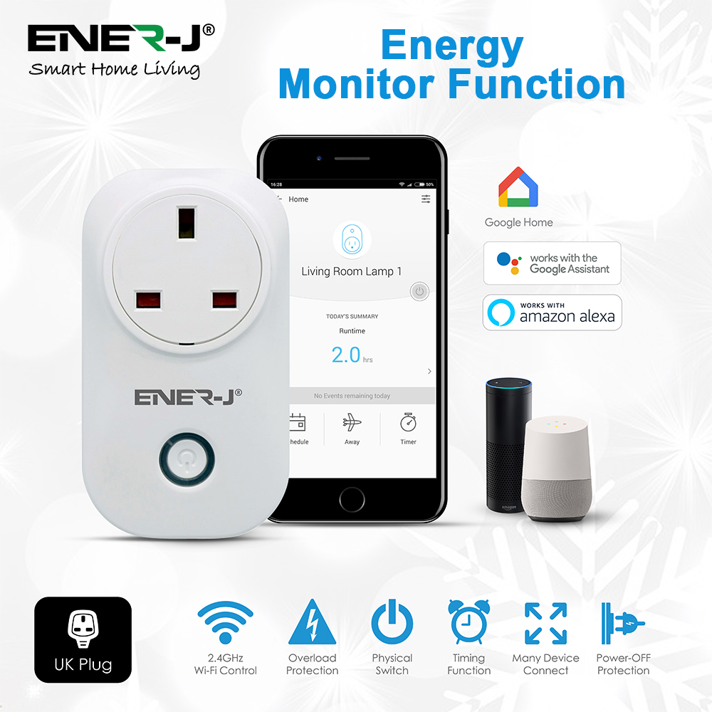 Smart WiFi Plug with Energy Monitoring Works with Amazon Alexa Ener-J